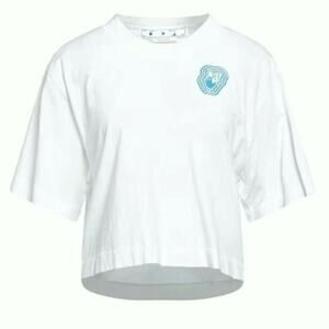 Off White Fluo Swimming Man Cotton Cropped Tee L